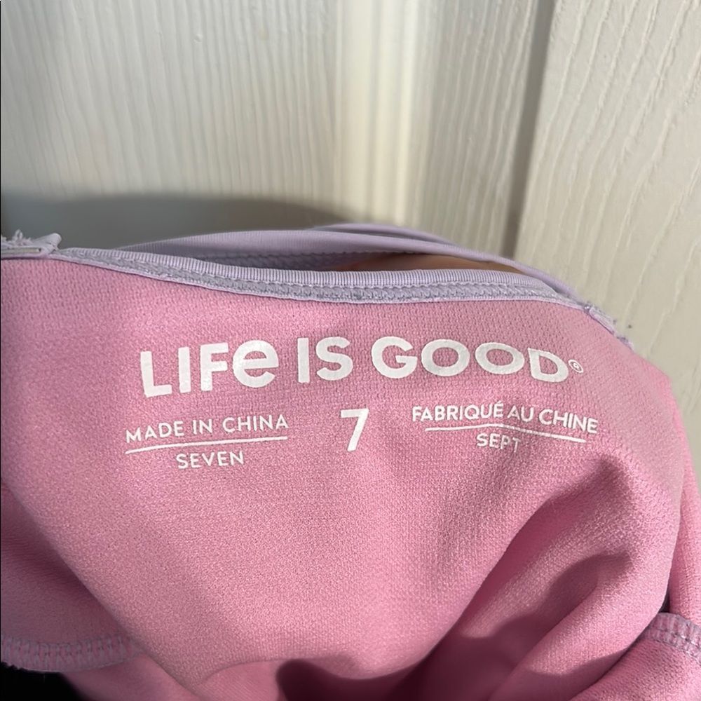 LIFE IS GOOD Girl's Size 7 Purple Swimsuit Heart Seashells Beach Pool Swim - Picture 2 of 5